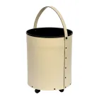 Runder Holzscheithalter aus Öko-Leder mit Rädern, hergestellt in Italien – Chamäleon Viadurini