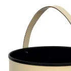 Runder Holzscheithalter aus Öko-Leder mit Rädern, hergestellt in Italien – Chamäleon Viadurini