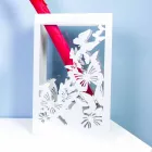 Weißer hölzerner Schirmständer mit modernem Design verziert mit Schmetterlingen - Papilio Viadurini