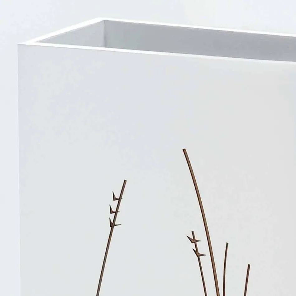 Weißer Schirmständer aus verziertem Holz Modernes Design Rechteckig - Filigran Viadurini