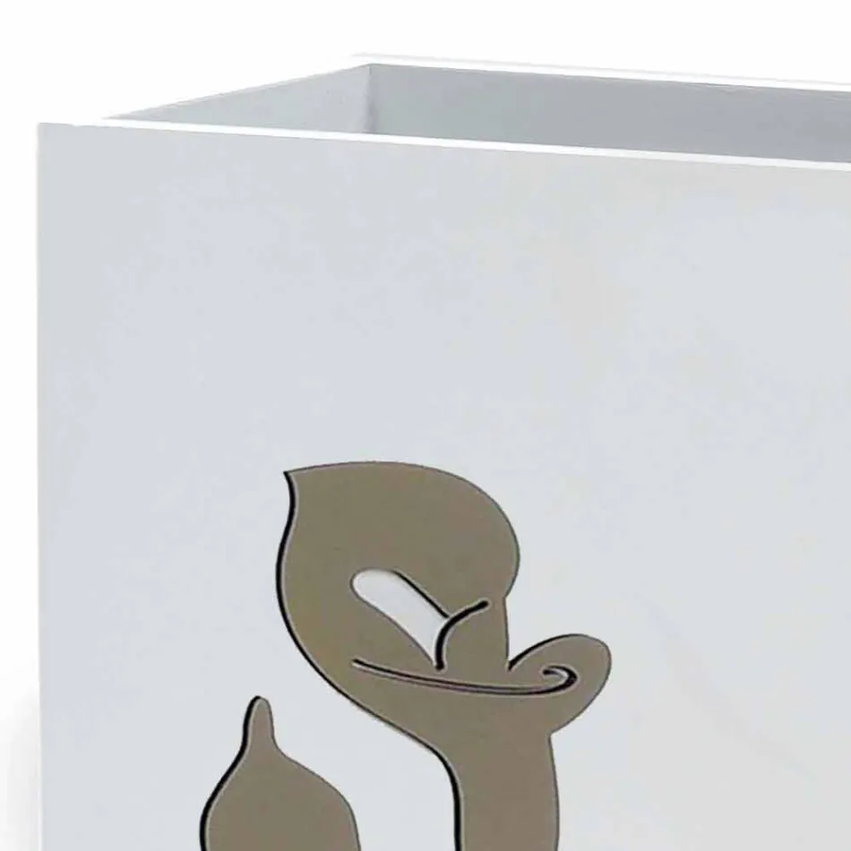 White Wood Umbrella Stand Modernes Design mit Blumendekorationen - Caracalla Viadurini