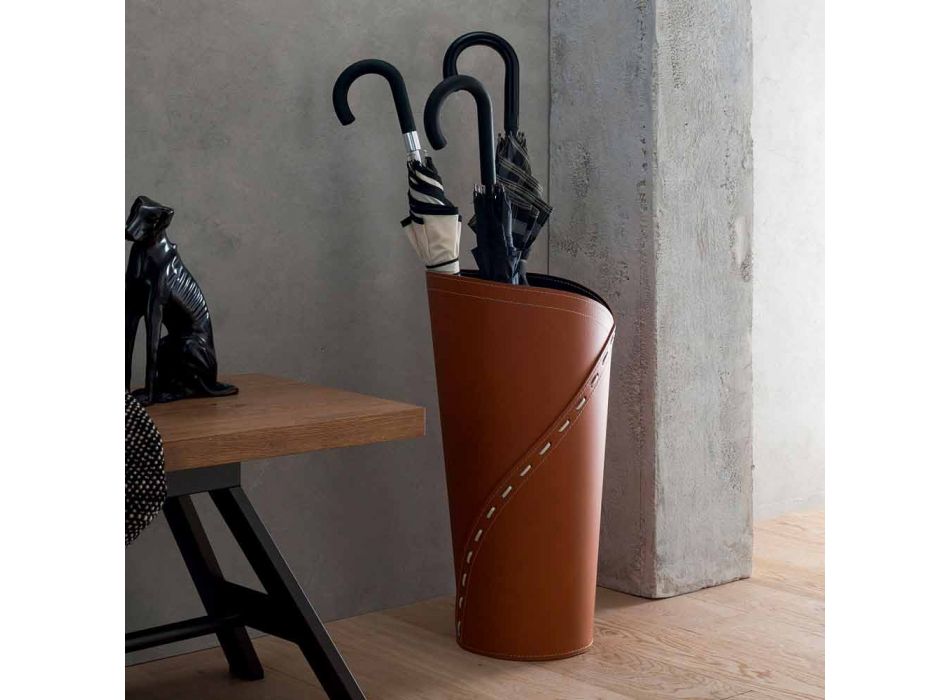 Moderner Schirmständer aus regeneriertem Katrina-Leder, hergestellt in Italien Viadurini