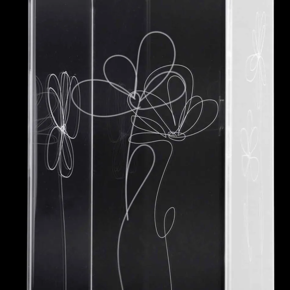 Transparenter Schirmständer aus Kunststoff mit gravierten, stilisierten Blättern - Florino Viadurini