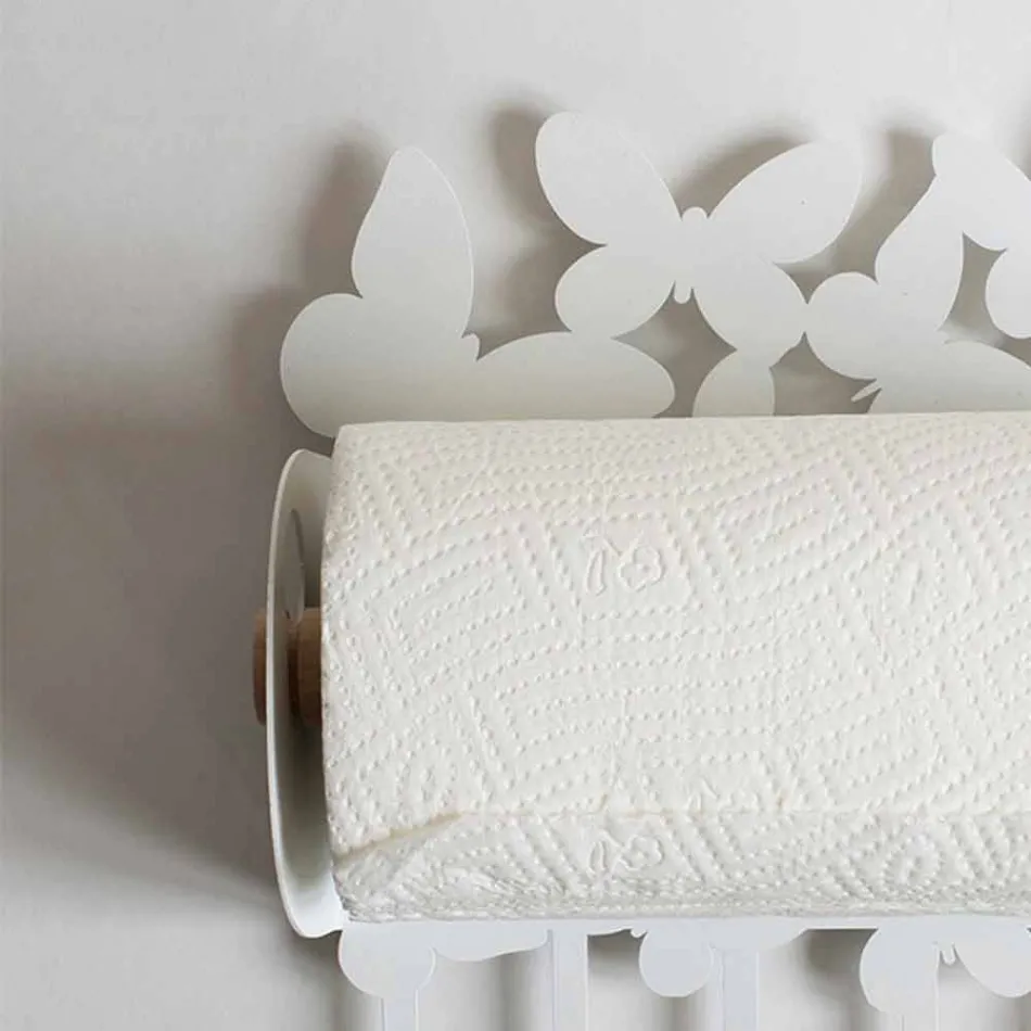 Wandrollenhalter in Weiß oder Beige Eisen Made in Italy - Leiden Viadurini