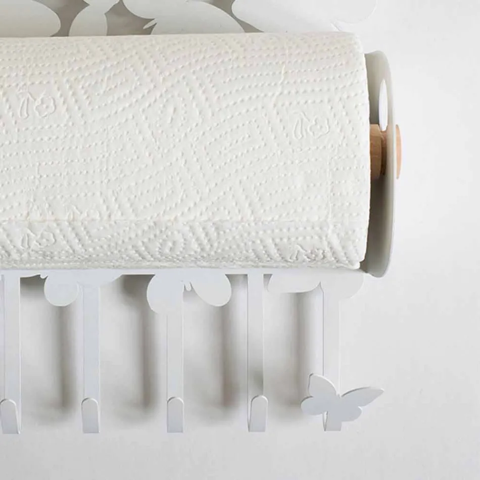 Wandrollenhalter in Weiß oder Beige Eisen Made in Italy - Leiden Viadurini