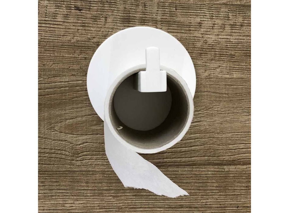 Toilettenpapierhalter aus weißem Corian oder mit schwarzem Einsatz, Made in Italy - Elono Viadurini