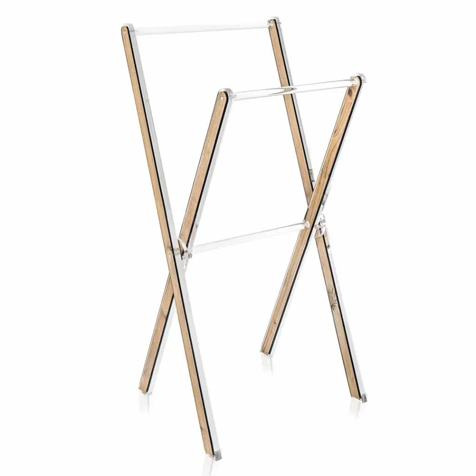 Design Boden Handtuchhalter aus transparentem Plexiglas oder mit Holz - Stendio Viadurini