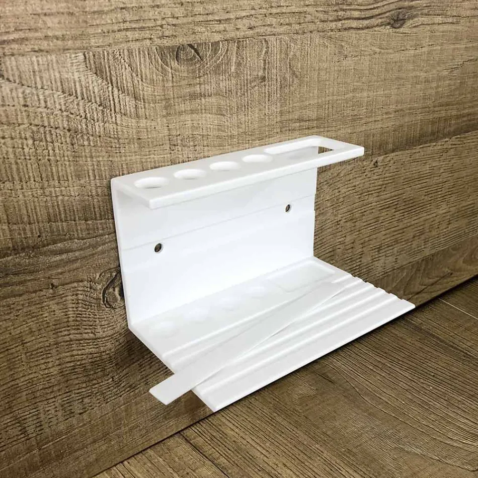 Zahnbürstenhalter für Badezimmer in weißer Corian Designqualität Made in Italy - Elono Viadurini