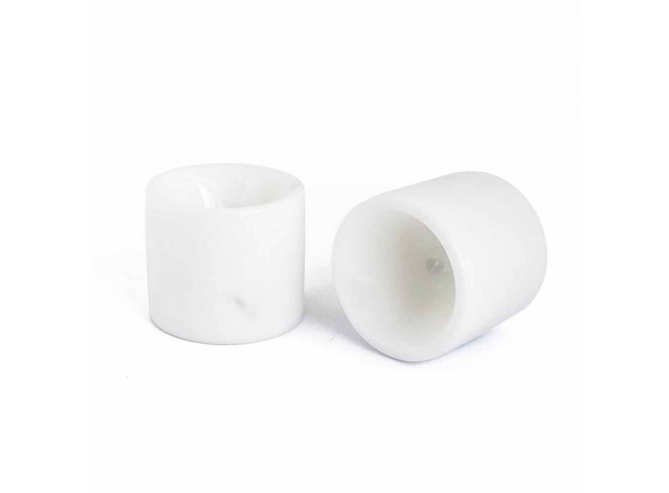 Design Eierbecher aus weißem Carrara-Marmor Made in Italy, 2 Stück - Picca Viadurini
