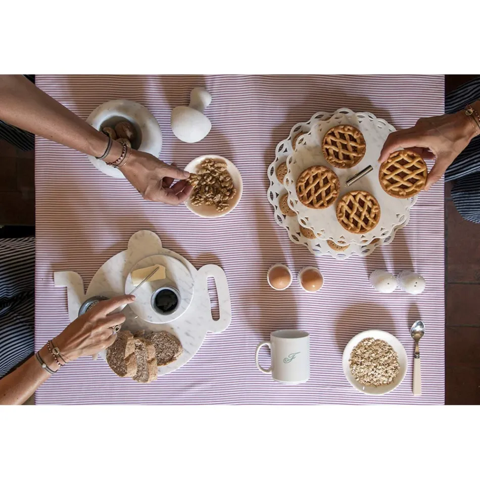 Design Eierbecher aus weißem Carrara-Marmor Made in Italy, 2 Stück - Picca Viadurini