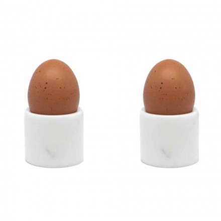 Design Eierbecher aus weißem Carrara-Marmor Made in Italy, 2 Stück - Picca Viadurini