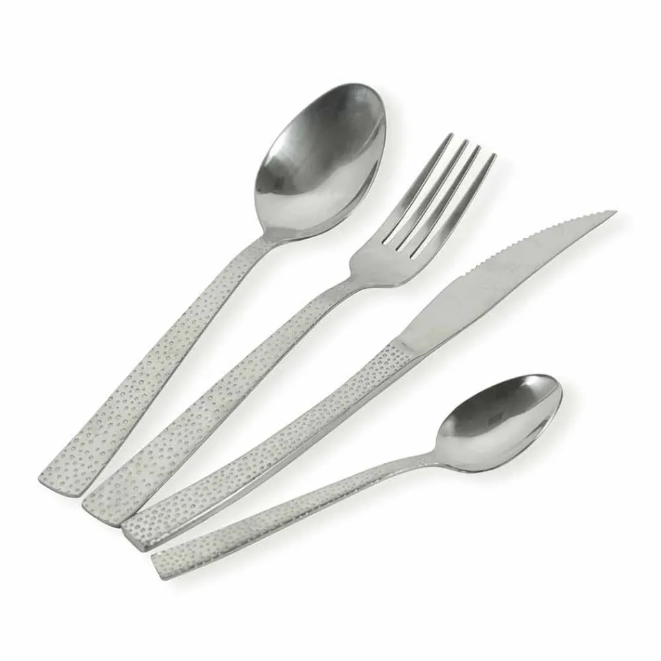 24-teiliger Designer, der Besteck aus Stahl mit Schildpatt-Effekt serviert - Rockpos Viadurini