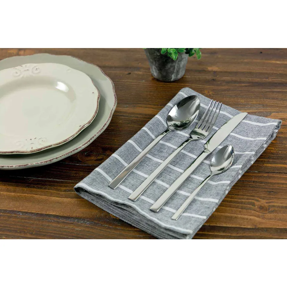 Design Servierbesteck aus Satin Stahl 24 Stück komplett - Fayette Viadurini