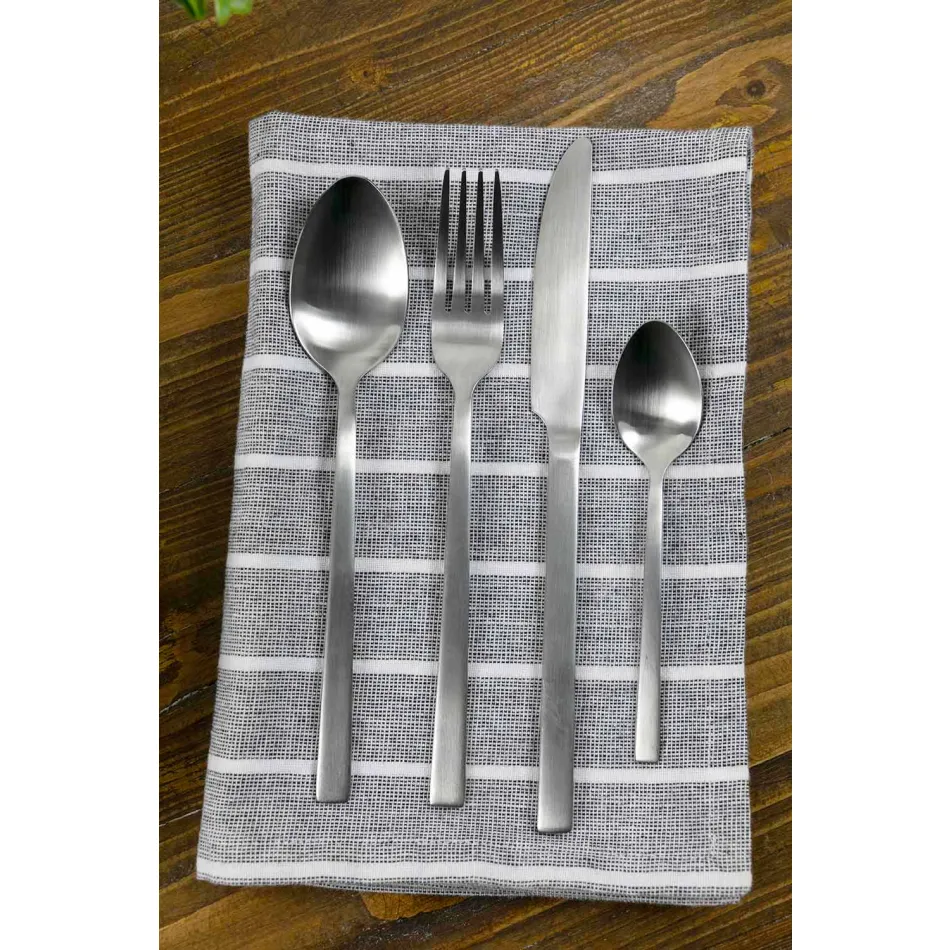 Design Servierbesteck aus Satin Stahl 24 Stück komplett - Fayette Viadurini