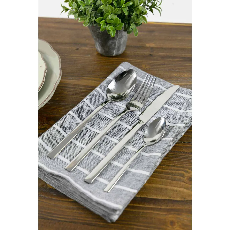 Design Servierbesteck aus Satin Stahl 24 Stück komplett - Fayette Viadurini