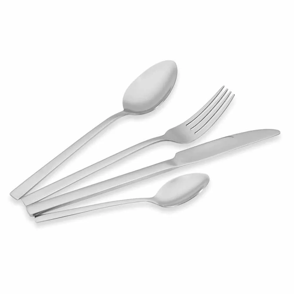 Design Servierbesteck aus Satin Stahl 24 Stück komplett - Fayettepos Viadurini