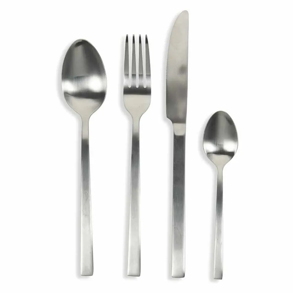 Design Servierbesteck aus Satin Stahl 24 Stück komplett - Fayettepos Viadurini