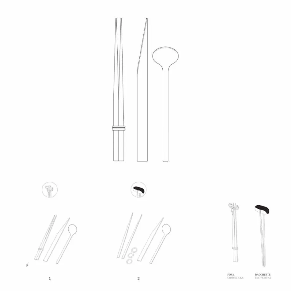 Edelstahlbesteck mit italienischen Luxus-Design-Essstäbchen - Carronde Viadurini