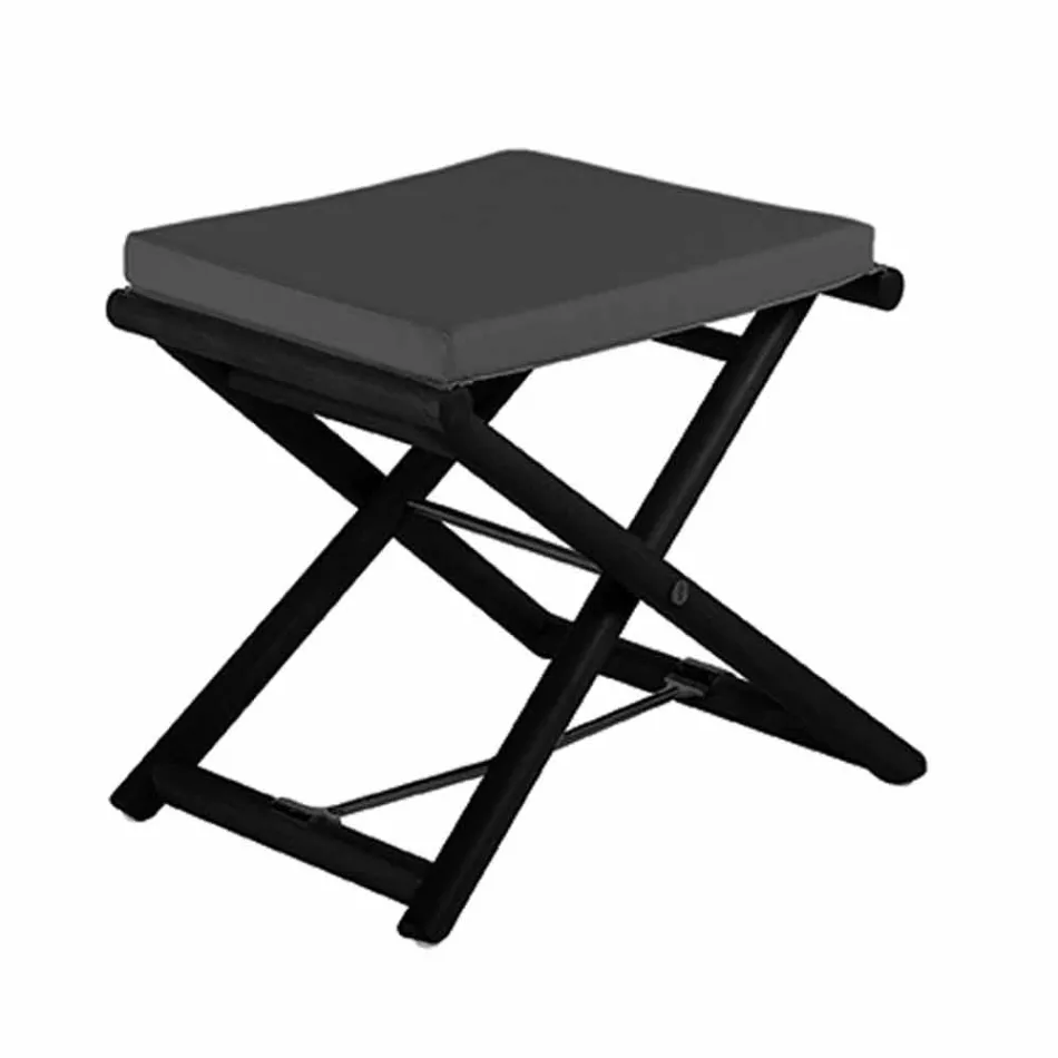 Outdoor-Hocker aus natürlichem oder schwarzem Mattholz und Kissen, Made in Italy - Suzana Viadurini