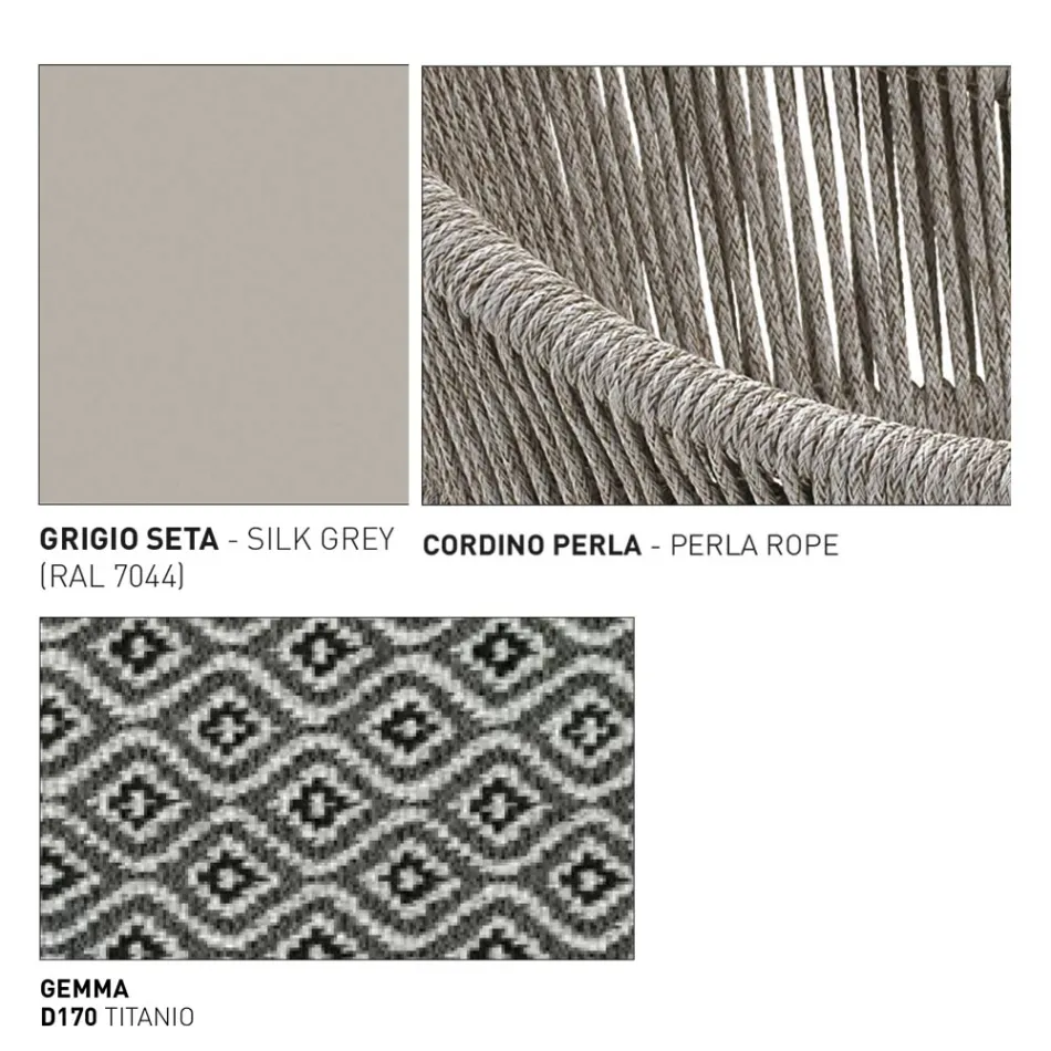 Gartenhocker mit Aluminium und Flechtkorb - Tibidabo von Varaschin Viadurini