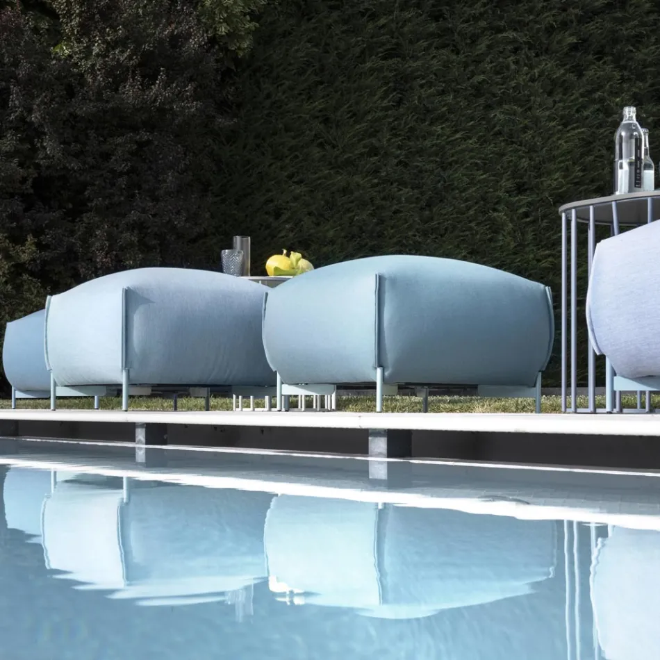 Gartenhocker aus Stoff mit Metallfüßen Made in Italy - Butter Viadurini