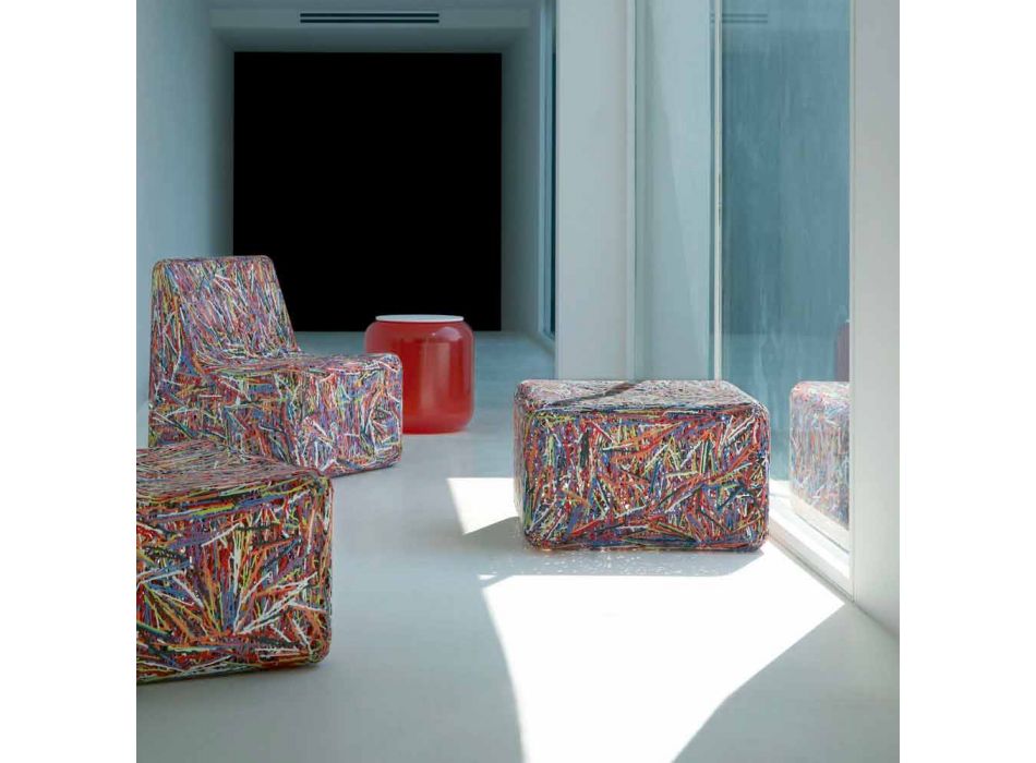 Design-Sitzpuff aus mehrfarbigem thermoplastischem Kunststoff oder Grazia-Weiß Viadurini