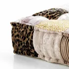 Ethnischer quadratischer Hocker aus Patchworkstoff oder Samtfaser Viadurini