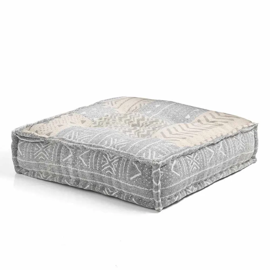 Ethnischer quadratischer Hocker aus Patchworkstoff oder Samtfaser Viadurini