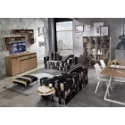 Ethnischer quadratischer Hocker aus Patchworkstoff oder Samtfaser Viadurini