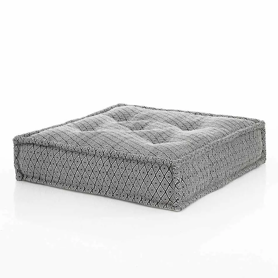 Ethnischer quadratischer Hocker aus Patchworkstoff oder Samtfaser Viadurini