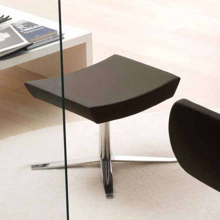 Moderner Sitzpuff aus Ecopelle und Aluminium für Office - Clio Viadurini