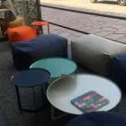 Weicher, rechteckiger Ottoman-Hocker für den Innen- und Außenbereich aus Stoff – Naemi Viadurini