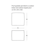 Weicher quadratischer Pouf für den Innen- und Außenbereich aus Stoff in verschiedenen Farben – Naemi Viadurini