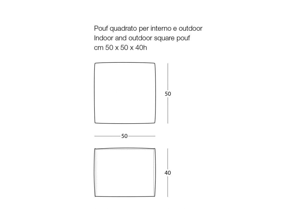 Weicher quadratischer Pouf für den Innen- und Außenbereich aus Stoff in verschiedenen Farben – Naemi Viadurini