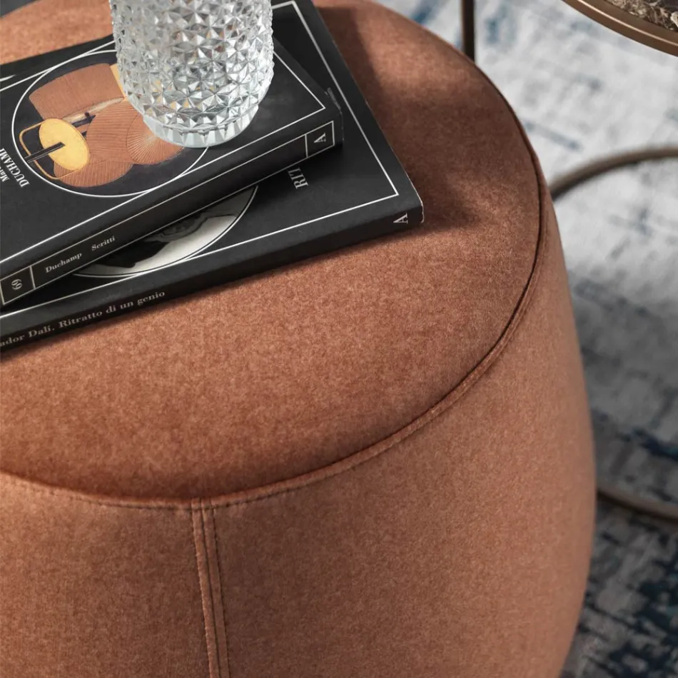 Weicher runder Wohnzimmer-Pouf aus farbigem Samt, 3 Größen – Evelyne Viadurini