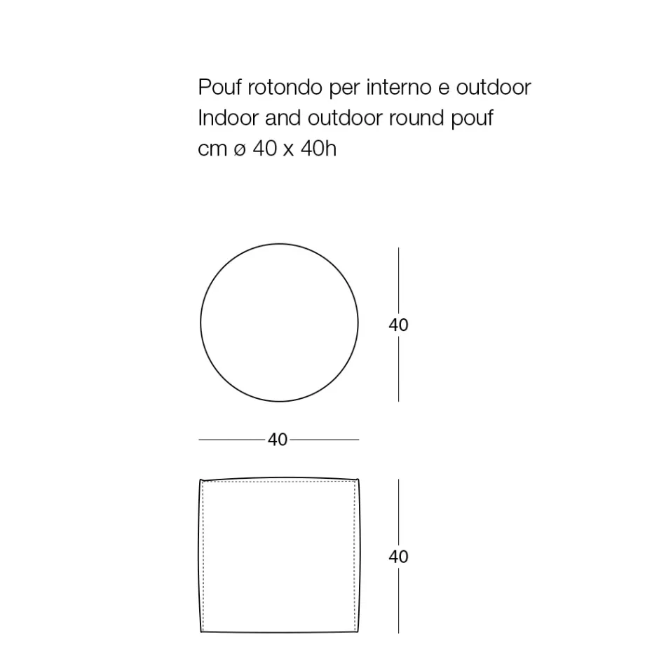 Weicher runder Pouf für das Wohnzimmer im Innen- oder Außenbereich aus farbigem Stoff – Naemi Viadurini