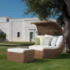 Hocker Outdoor Bank in gewebtem synthetischem Rattan Luxus Design - Yves Viadurini