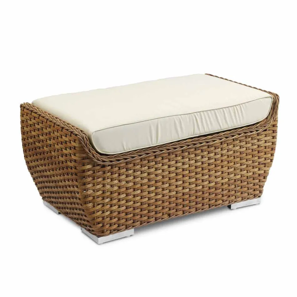 Hocker Outdoor Bank in gewebtem synthetischem Rattan Luxus Design - Yves Viadurini