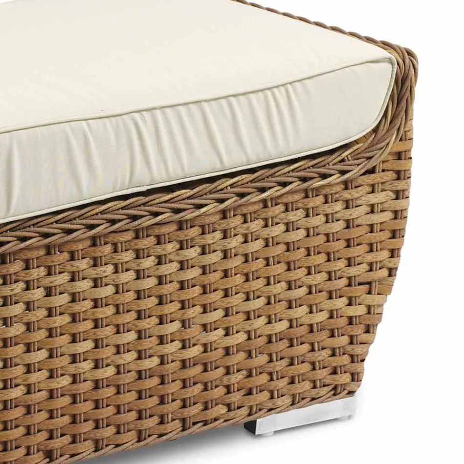 Hocker Outdoor Bank in gewebtem synthetischem Rattan Luxus Design - Yves Viadurini