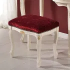 Hocker im klassischen Stil aus Walnussholz und Stoff Made in Italy - Luxus Viadurini