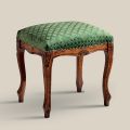 Hocker im klassischen Stil aus Walnussholz und Stoff Made in Italy - Luxus