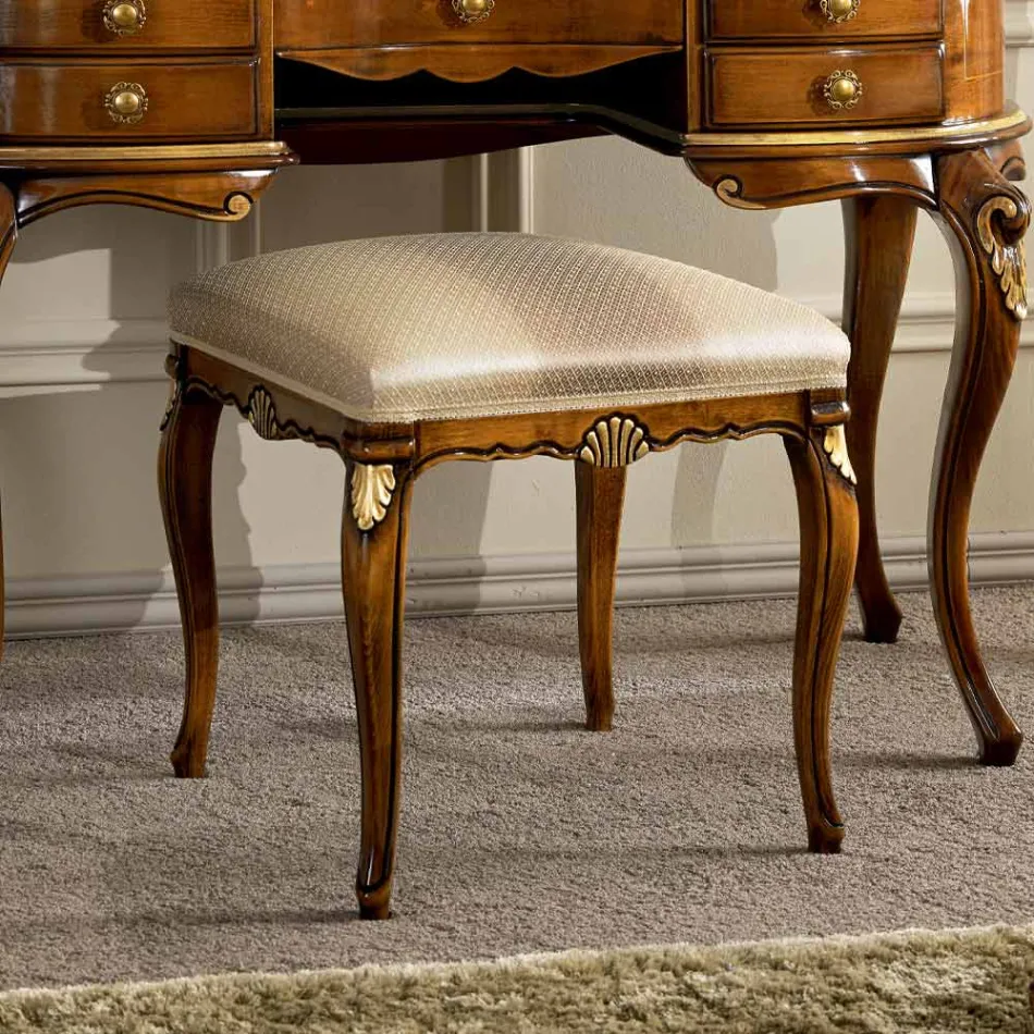 Hocker im klassischen Stil aus Holz mit Stoffbezug Made in Italy - Cambrige Viadurini