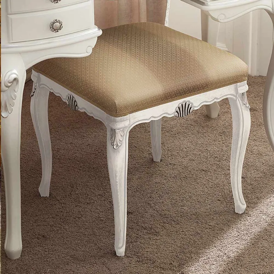 Hocker im klassischen Stil aus Holz mit Stoffbezug Made in Italy - Cambrige Viadurini