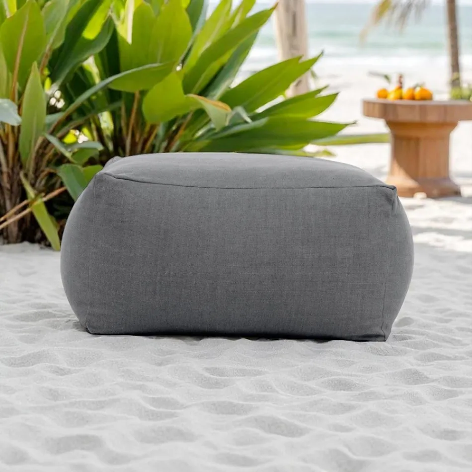 Pouf-Gartentisch aus Outdoor-Stoff in Anthrazit - Maestrale Viadurini