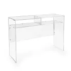 Praktischer, freistehender Schreibtisch aus transparentem Plexiglas, hergestellt in Italien - Ghea Viadurini