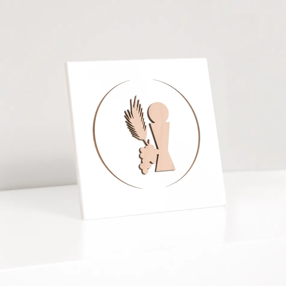 Kleines Bild mit dem lasergravierten Kommunionkelch, hergestellt in Italien – Philippe Viadurini