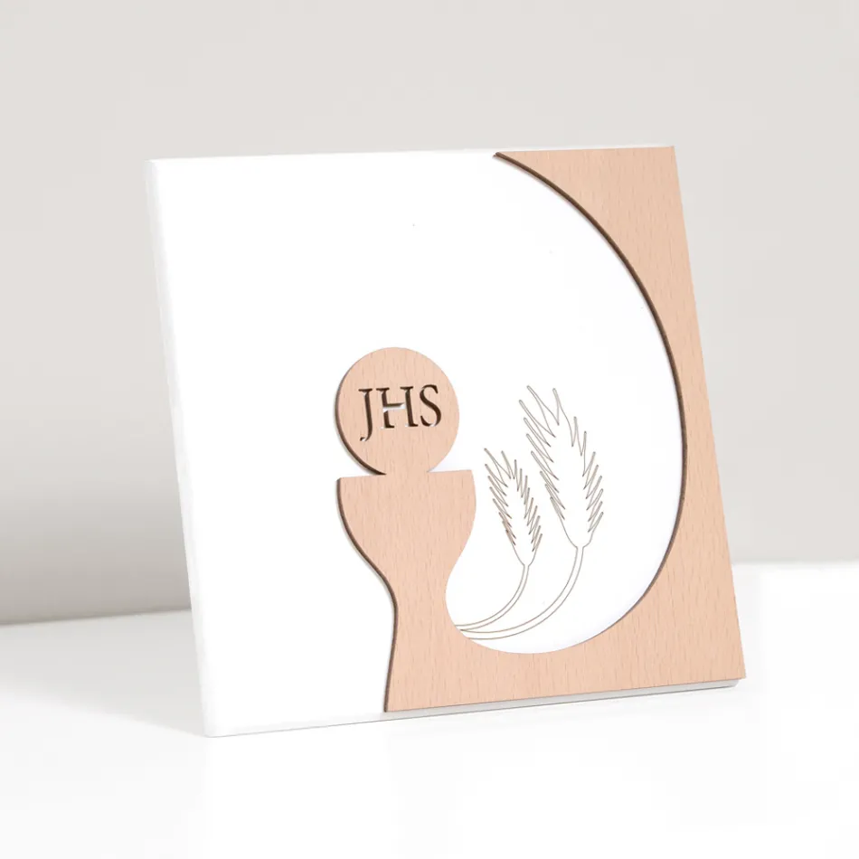 Kleines Bild mit der Darstellung der Eucharistie, lasergraviert, hergestellt in Italien – Ingrid Viadurini