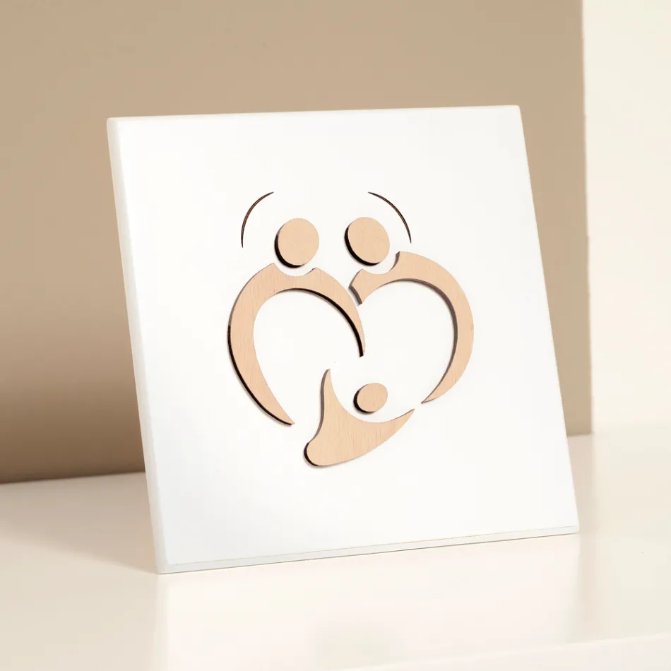 Bild der Heiligen Familie mit Lasergravur, hergestellt in Italien – Zuleika Viadurini