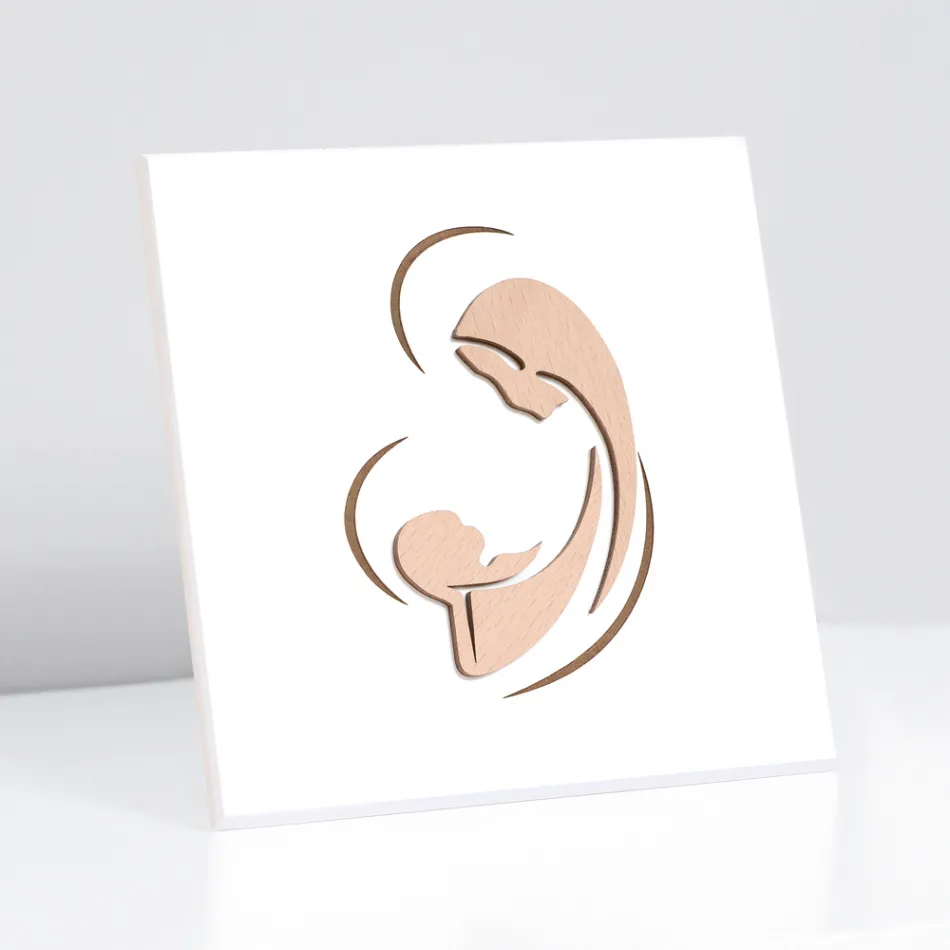 Lasergraviertes Bild von Maria und dem Jesuskind, hergestellt in Italien – Nigella Viadurini