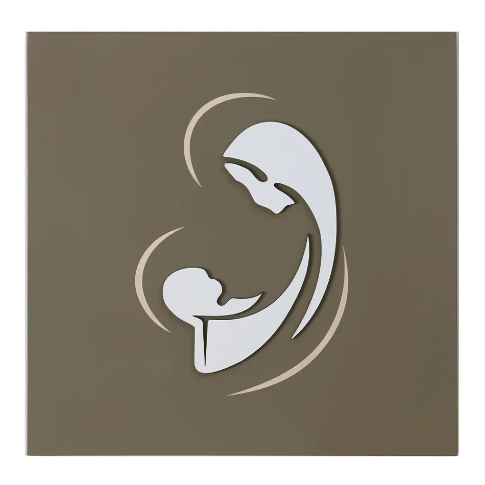 Lasergraviertes Bild der Madonna mit Kind, hergestellt in Italien – Bashira Viadurini